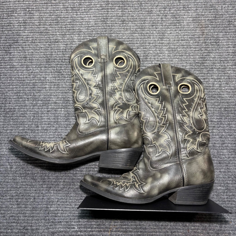Durango DB5457 Mens 12 Inch Western Boots Distressed Black Leather Snip Toe 9D‎